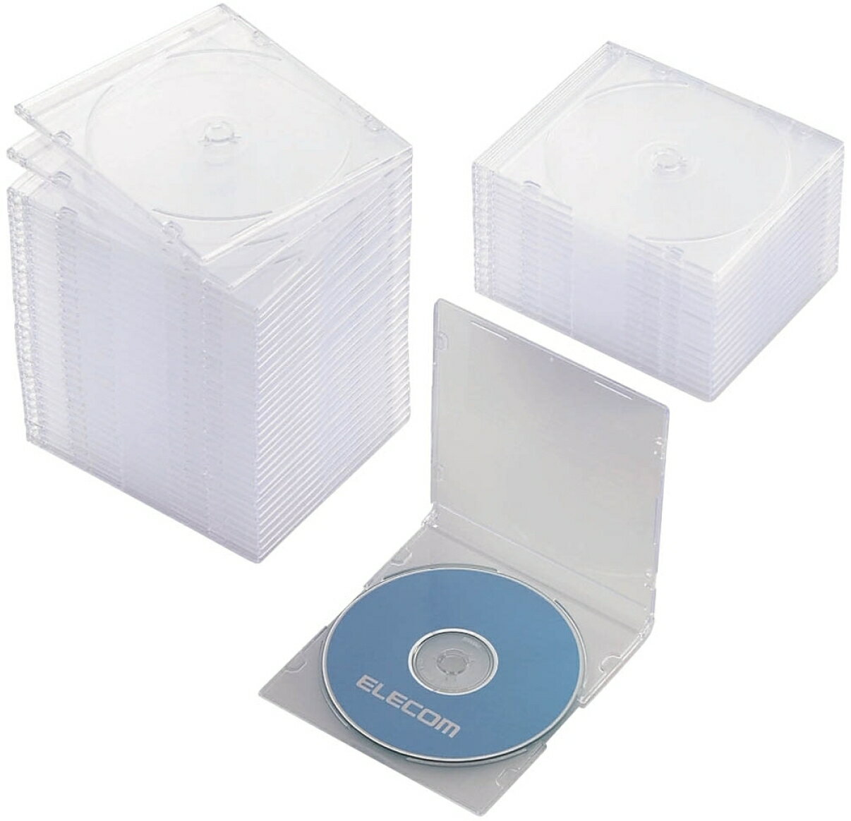 ELECOM エレコム Blu-ray DVD CDスリムプラケース 1枚収納 50パック クリア CCD-JSCS50CR