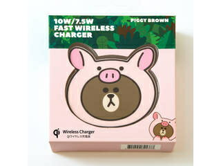 LINE FRIENDS 急速充電対応 ワイヤレス充電パッド ジャングルブラウン ピギーブラウン KCL-WPT002 LINE FRIENDS 急速充電対応 ワイヤレス充電パッド ジャングルブラウン ピギーブラウン KCL-WPT002