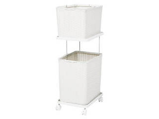 萩原 ハギハラ キャスター付き ランドリーラック 洗濯物入れ バスケット ホワイト RAN-2427WH メーカー直送 同梱不可 カード決済のみ対応 沖縄・北海道・離島お届け並びに時間指定不可