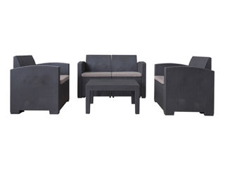 東谷 あづまや ガーデンリビング 4点セット 1pソファ×2 2pソファ センターテーブル プラスチック製 ブラック ODS-102 メーカー直送 同梱不可 カード決済のみ対応 沖縄・北海道・離島お届け並びに時間指定不可のサムネイル