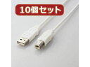 ELECOM エレコム 【10個セット】 エレコム エコUSBケーブル(A-B・0.5m) USB2-ECO05WHX10(2)