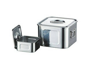 ※こちらは【ツマミ付 16.5cm】のみの単品販売です。 AG 18-8浅型角キッチンポット(ツマミ付) 16.5cm