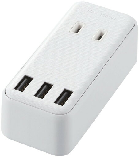 ELECOM エレコム USBタップ/USBメス×3/AC×2/直挿し/ケーブル無/2.4A/ホワイト MOT-U08-23WH ELECOM エレコム USBタップ/USBメス×3/AC×2/直挿し/ケーブル無/2.4A/ホワイト MOT-U08-23WH