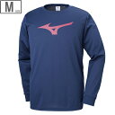 ミズノ mizuno 【メンズ】Tシャツ 長袖 ユニセックス 【ドレスネイビー×マゼンタ】【Mサイズ】 32MA9145-14