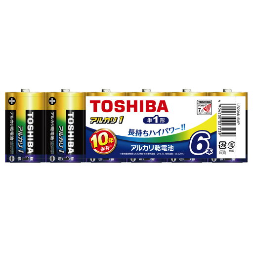 TOSHIBA/東芝 アルカリ乾電池 アルカリ1 単1 6本まとめパック LR20AN 6MP TOSHIBA/東芝 アルカリ乾電池 アルカリ1 単1 6本まとめパック LR20AN 6MP