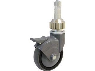 【特長】工具が不要で、簡単に取付けられるパイプ差し込み式キャスターです。【仕様】許容荷重(daN)：49許容荷重(kgf)：50軸長L(mm)：78車輪径D(mm)：100車輪幅(mm)：30取付パイプ外径T(mm)：25取付高H(mm)：...