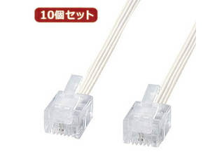 サンワサプライ 【10個セット】 サンワサプライ やわらかスリムケーブル(白) TEL-S2-1N2 TEL-S2-1N2X10