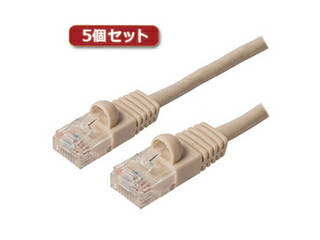 ミヨシ 【5個セット】 ミヨシ カテ5eストレ-トLANケーブル 10m アイボリ- TWN-510IVX5