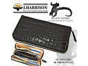J.HARRISON J.HARRISON 牛革(床革)クロコ型押し・ラウンド・ゴールドファスナー付・財布 jwt-010BK(4)