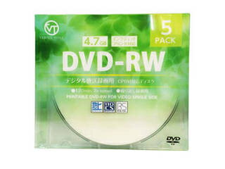 VERTEX VERTEX DVD-RW(Video with CPRM) 繰り返し録画用 120分 1-2倍速 5P DRW-120DVX.5CA インクジェットプリンタ対応(ホワイト)