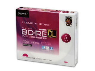 HIDISC/ハイディスク PREMIUM HIDISC BD-RE DL 1-2倍速対応 50GB スリムケース入り 　HDVBE50NP5SC