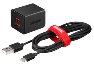 BUFFALO バッファロー AC-USB 2.4A 2ポートType-Cケーブル 1.5m ブラック BSMPA2402P2CBK