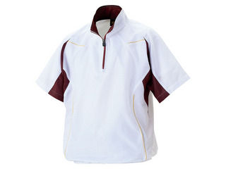 ゼット ZETT BOV515H-1168 半袖ハーフジップジャンパー 【M】 （ホワイト×エンジ）