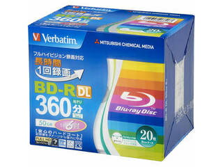Verbatim バーベイタム BD-R Video 片面2層 260分 6倍速 5mmスリム20P VBR260RP20V2