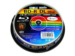 HIDISC/ハイディスク 録画用BD-R DL 2層 6倍速 10枚 スピンドル HDBHDBD-RDL6X10SP