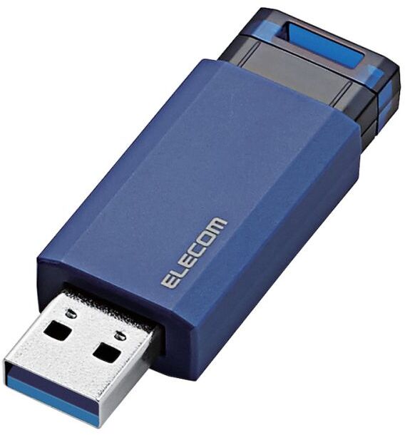 ELECOM エレコム USB3.1(Gen1)対応 ノック式USBメモリ 128GB MF-PKU3128GBU ブルー