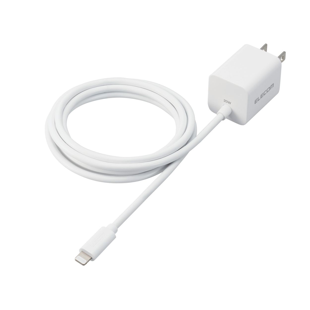ELECOM エレコム USB Power Delivery 20W AC充電器(Lightningケーブル一体型) ホワイト MPA-ACLP05WH