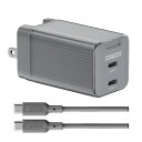 ADTEC アドテック 65W出力対応PD充電器 Type-C×2 収納プラグ シリコン素材ケーブル付き APD-V065C2-BK-SC10U2 ブラック(2)