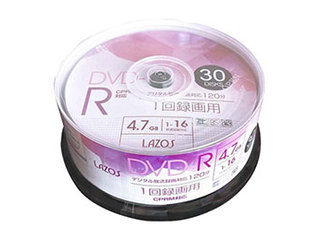 Lazos 【360枚セット(30枚×12セット)】 Lazos 録画用DVD-R L-CP30PX12