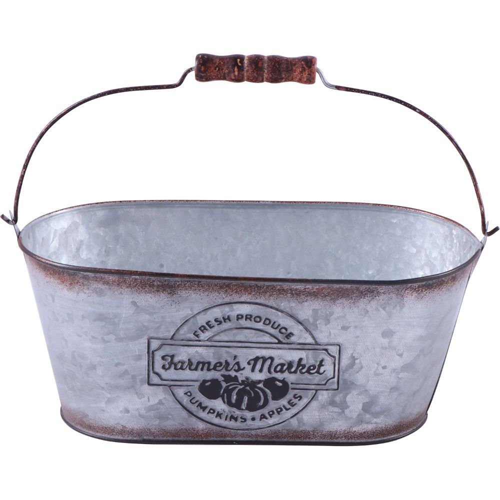 Bestco ベストコ ベストコ 鉢 オーバル ポット M 小物入れ プラカップ付 水抜き穴 ブリキ NE-753 ファーマーズマーケット