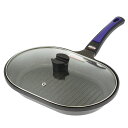 Bestco ベストコ グリルパン 魚焼き ガラス蓋付 IH ガス火対応 ND-5120 ヴォランテ ネオ パープル ダイヤモンドコート