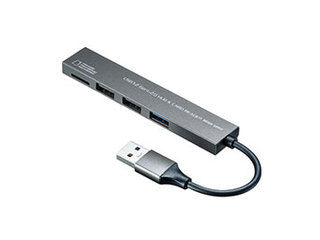 サンワサプライ 【5個セット】 サンワサプライ USB 3.2 Gen1+USB2.0 コンボ スリムハブ(カードリーダー付き) USB-3HC319SX5