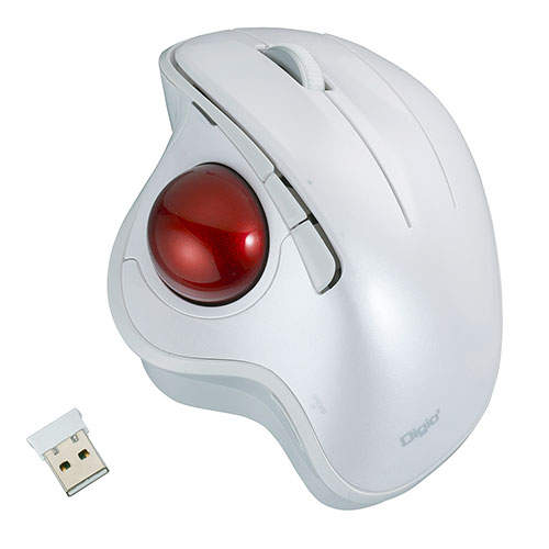 Digio Digio デジオ 角度可変スタンド付き 無線 親指5ボタン光学式トラックボール ホワイト MUS-TRIF180W