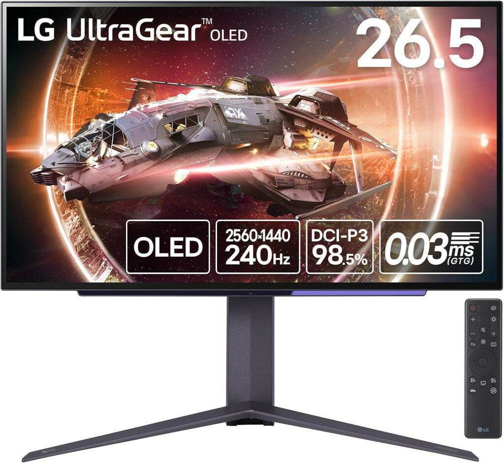LG Electronics Japan 26.5インチ有機ELゲーミングモニター (OLED/240Hz/チルト/スイベル/高さ調整/ピボット) 27GS95QE-B 納期2〜3週間