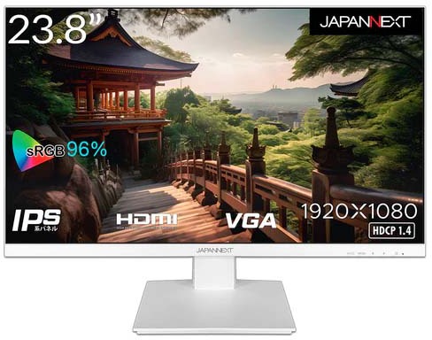 JAPANNEXT ジャパンネクスト フルHD対応 23.8型液晶ディスプレイ/HDMI×1、VGA×1/ブラック/2年保証 JN-238i75F-W 単品購入のみ可（同一商品であれば複数購入可） クレジットカード 代金引換決済のみ