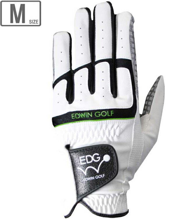 LEZAX/レザックス EDWIN GOLF 非公認ゴルフグローブ メンズ左手用 【ホワイト】【Mサイズ】 EDGL-3660