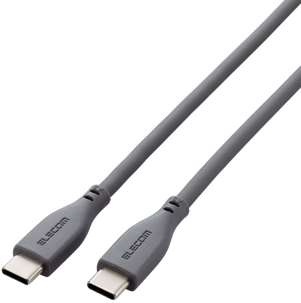 ELECOM エレコム USB Type-C to USB Type-Cケーブル/100W対応/シリコン/1.5m/グレー MPA-CC5PSS15GY