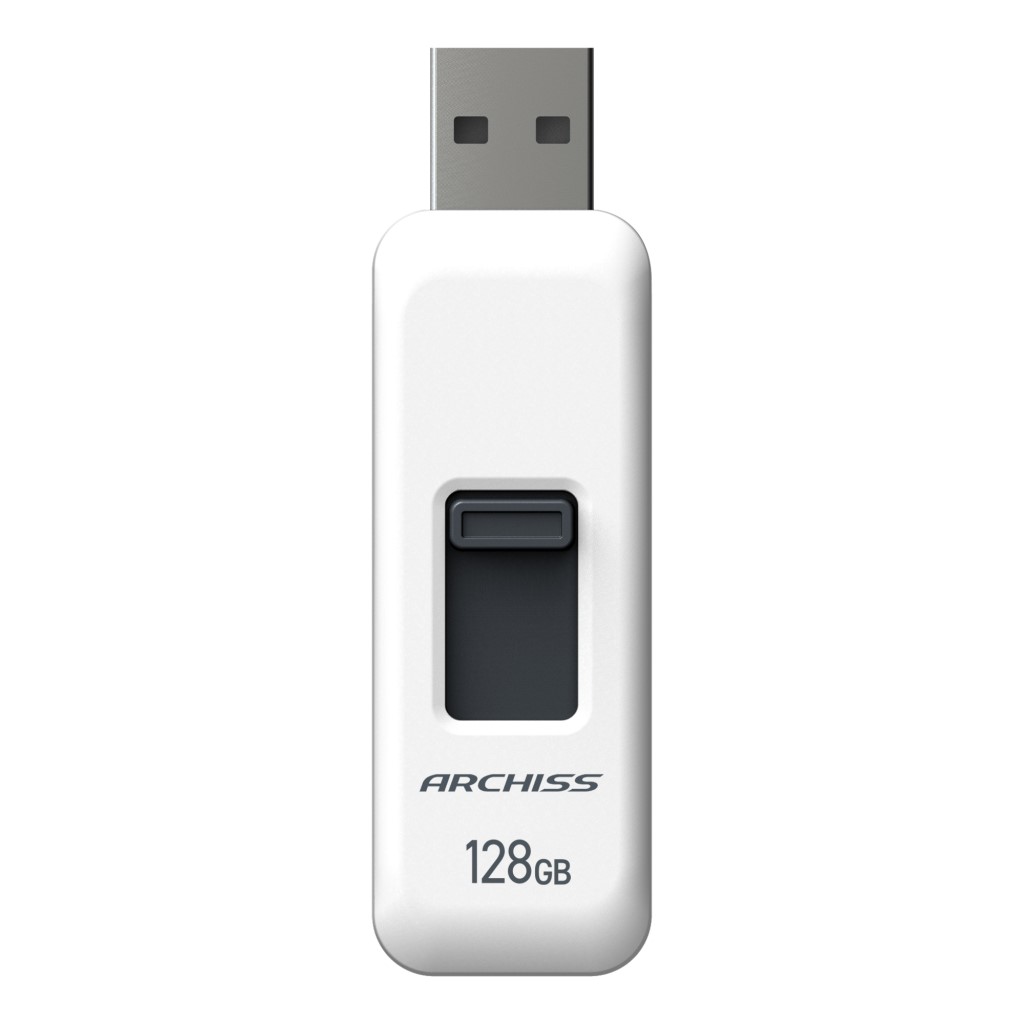 ARCHISITE アーキサイト ARCHISS USB2.0 フラッシュメモリ 128GB スライド式 ホワイト AS-128GU2-PSW