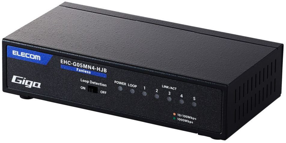 ELECOM エレコム Giga対応スイッチングHub/5ポート/金属筐体/磁石付き/電源内蔵モデル/ブラック EHC-G05MN4-HJB