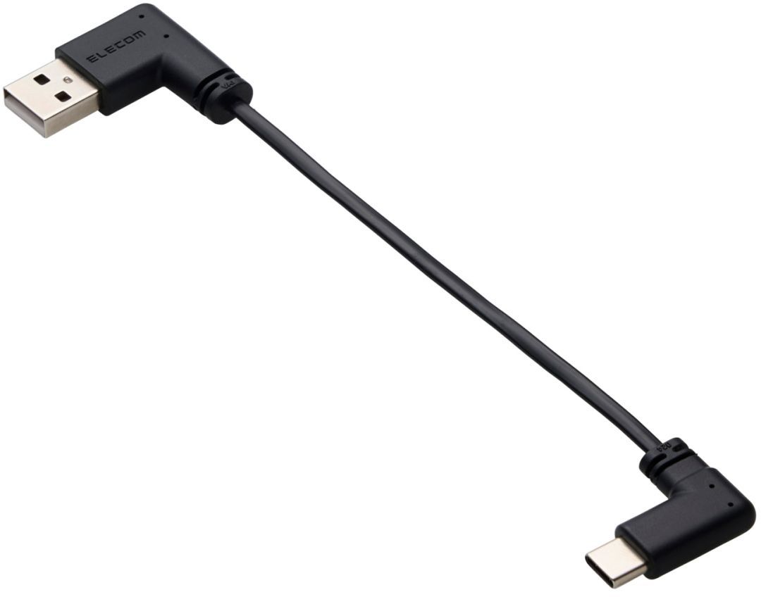ELECOM エレコム USB-A to USB Type-Cケーブル/フラット/L字/充電専用/0.1m/ブラック MPA-ACLL01BK