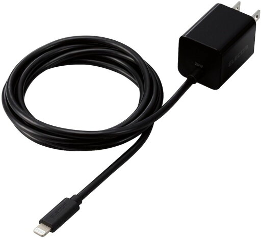 エレコム USB Power Delivery 20W AC充電器(Lightningケーブル一体型) ブラック MPA-ACLP05BK エレコム USB Power Delivery 20W AC充電器(Lightningケーブル一体型) ブラック MPA-ACLP05BK