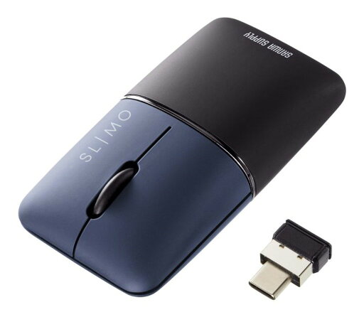 サンワサプライ 静音ワイヤレスブルーLEDマウス SLIMO(充電式・Type-C) MA-WCBS310NV サンワサプライ 静音ワイヤレスブルーLEDマウス SLIMO(充電式・Type-C) MA-WCBS310NV