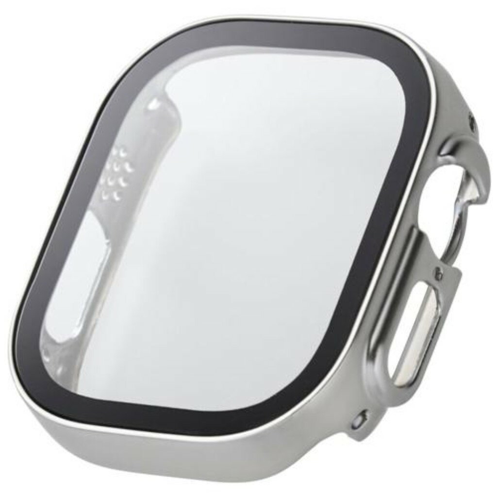 ELECOM エレコム AW-23CFCGESV Apple Watch 49mm/フルカバーケース/プレミアムガラス/高透明/防水/シルバー