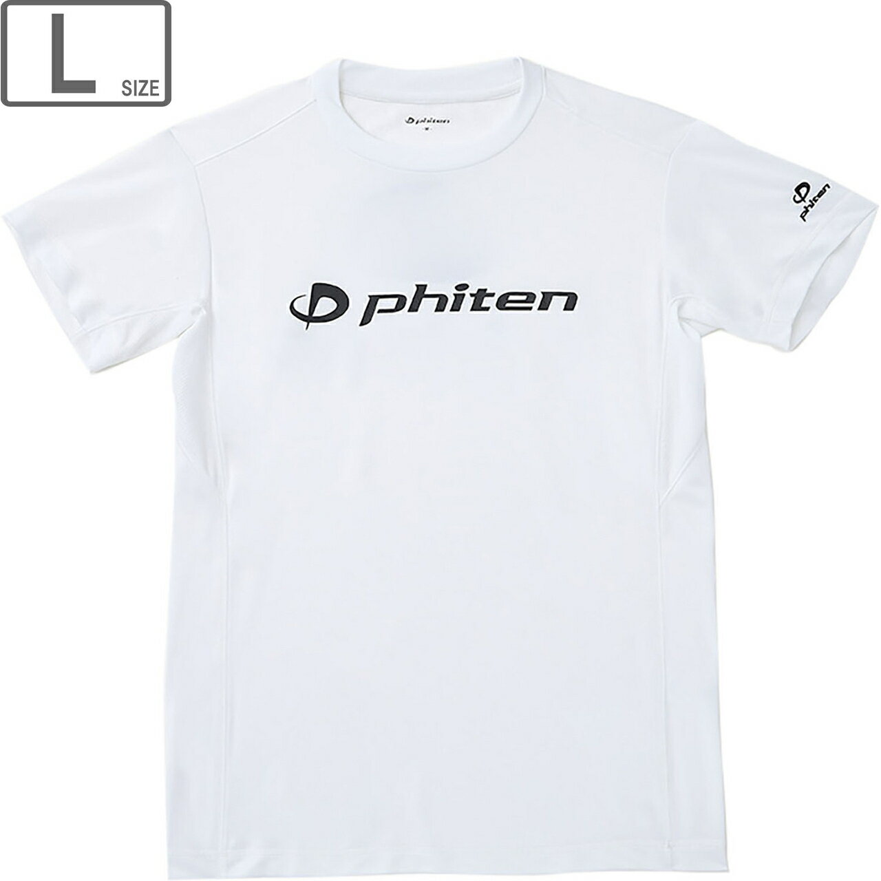 ファイテン Phiten RAKUシャツ 半袖 ロゴ入り 【ホワイト/ブラック】【Lサイズ】JG575005(4)