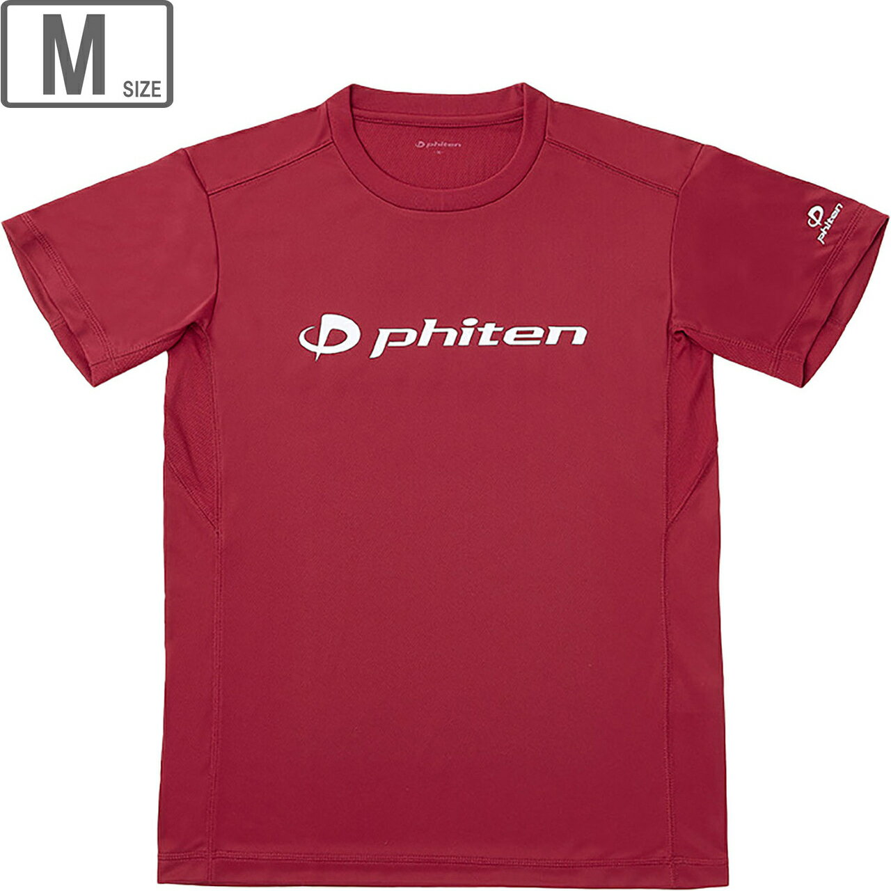 ファイテン Phiten RAKUシャツ 半袖 ロゴ入り 【エンジ/ホワイト】【Mサイズ】JG578004