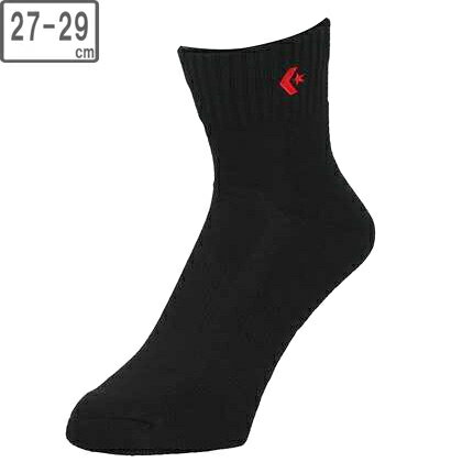 CONVERSE コンバース 【ユニセックス】ニュー アンクルソックス【ブラック×レッド】【27-29cm】CB16006-1964