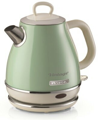 Ariete アリエテ 2868GN(グリーン) ケトル1L 曲線を生かしたフォルム、そしてアンティークにカラーリング、とってもレトロな雰囲気の製品