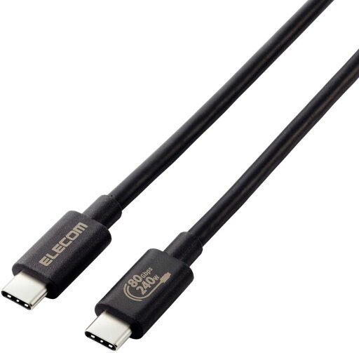 ELECOM エレコム USB4ケーブル/C-Cタイプ/認証品/USB Power Delivery対応/240W/80Gbps/1.0m/ブラック USB4-V2CCE10NBK ELECOM エレコム USB4ケーブル/C-Cタイプ/認証品/USB Power Delivery対応/240W/80Gbps/1.0m/ブラック USB4-V2CCE10NBK