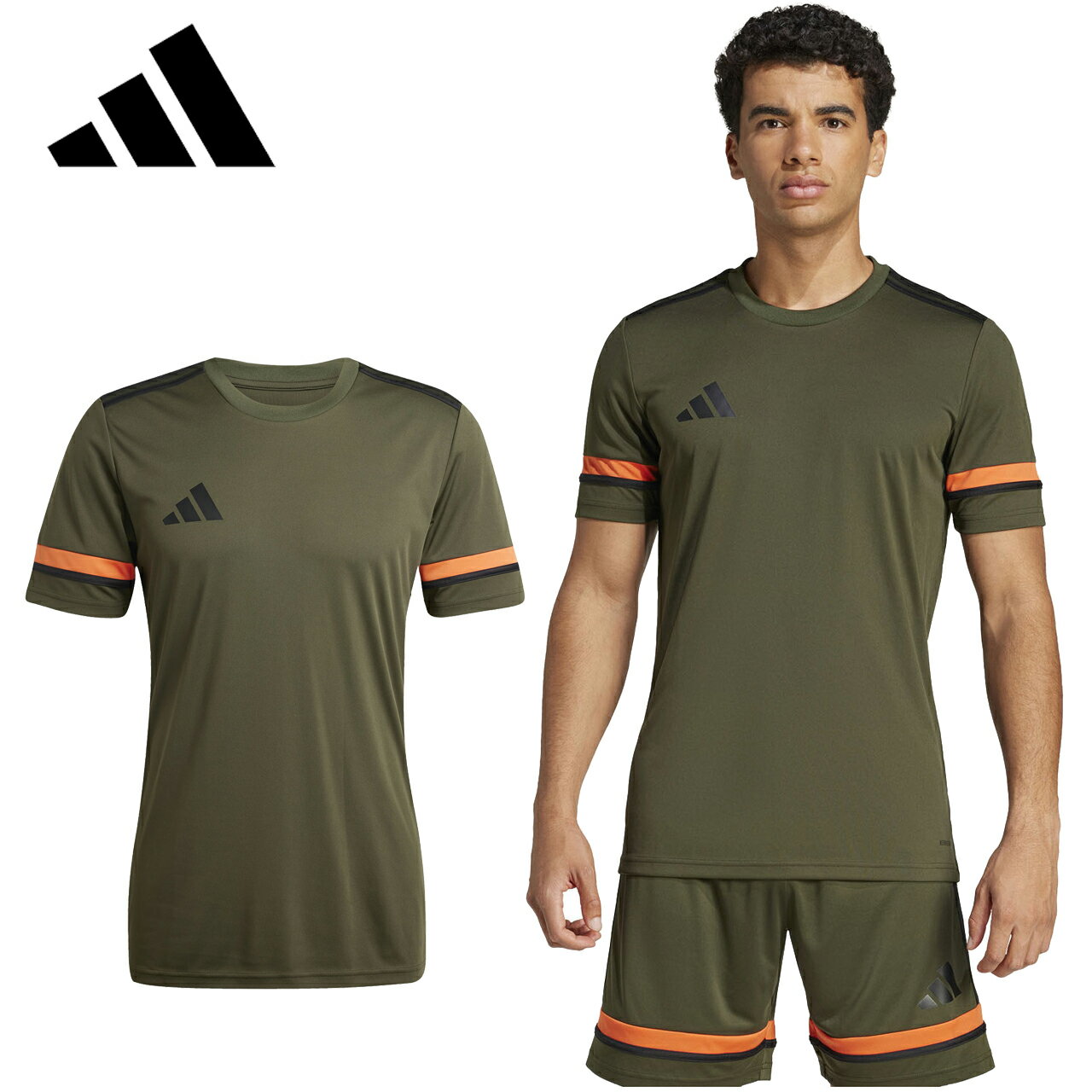 adidas アディダス 【ユニセックス】スクアドラ 25 ジャージー KRD04 【ナイトカーゴ/ブラック/セミインパクトオレンジ】 サッカー ジャージー プラクティスシャツ トレーニング 練習 リブ仕上げ クルーネック
