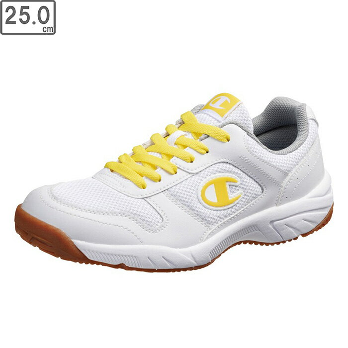 ASAHI/アサヒシューズ 【ユニセックス】チャンピオン SC100【ホワイト/イエロー】【25.0cm・4E】KD78822 スニーカー 体育館履き 通気性 着脱インソール オブリークラスト