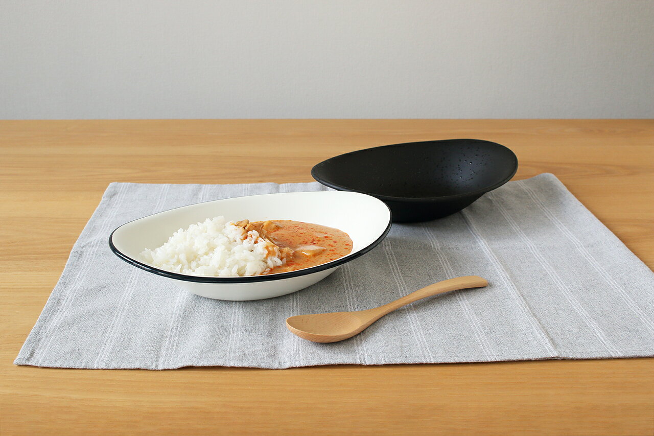 WORLD CREATE ワールド・クリエイト viv 会津塗 かるーいカレー皿 撥水ネイビーライン