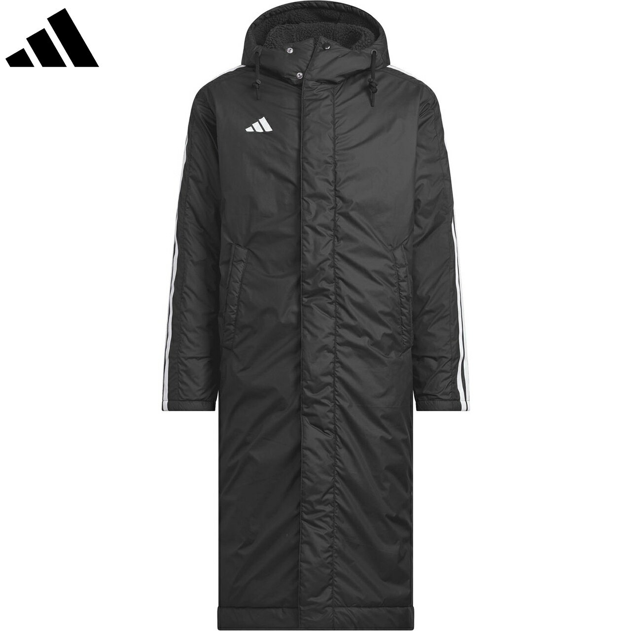 adidas アディダス 【ユニセックス】スリーストライプス ルーズフィット ロング ボアコート BW566 【ブラック/ホワイト】