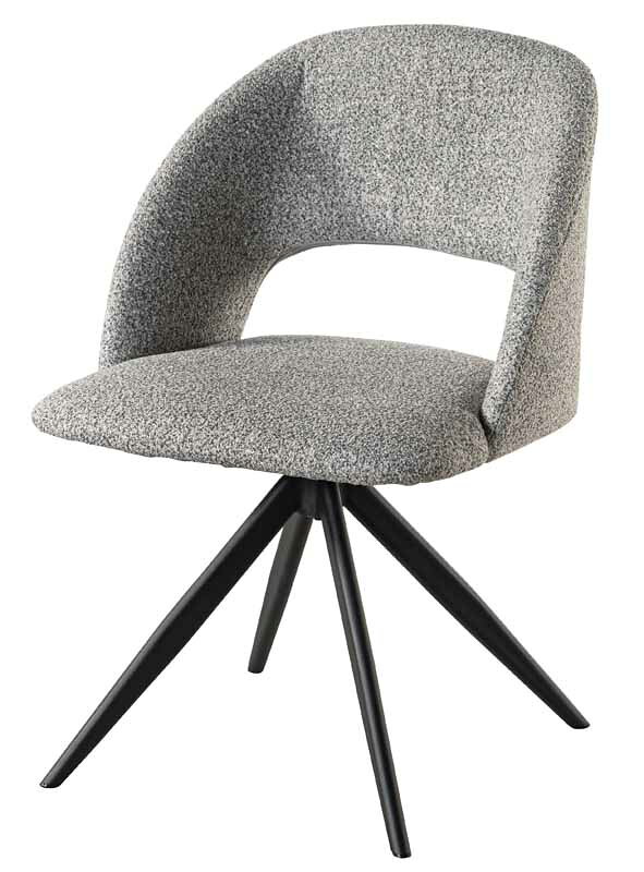 サイズ(cm)：W50×D55×H78×SH45商品重量：約 7 kg材質：スチール(粉体塗装) ポリエステル静的耐荷重：80kg原産地：中国組立：組立式付属工具：六角レンチお客様用意：なし組立人数：1人組立時間：15分機能：回転式注意事項：商品の特長：●デザインと利便性を兼ね備えた回転チェア。●曲線を活かしたボリューム感のある本体と、放射状に伸びた軽快な印象を感じさせる脚部が融合した回転チェア。●腰部に抜きを作ることにより重量感を軽減。●座面が回転するので座ったまま身体の向きを変えることができ、テーブルへの出入りもしやすくなります。●座面が360度回転する仕様。立ち座りの動作もスムーズ。●緩やかに湾曲した背面が身体にフィット。●柔らかすぎず硬すぎない程よいクッション性で、長時間座っても疲れにくい仕様。●細身のスチール脚が全体の印象を引き締めスタイリッシュさを演出。関連ワード：回転チェア チェア 椅子 回転椅子 ブラックスチール 回転 パーソナルチェア 回転式 混色生地 ライトグレー クッションHB11LGY　