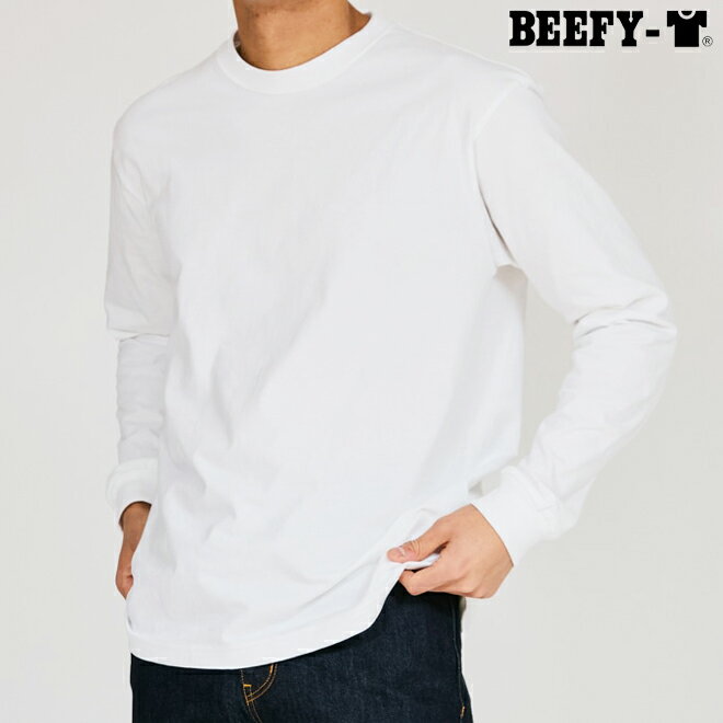 Hanes ヘインズ 【ユニセックス】ビーフィー ロングスリーブTシャツ 【ホワイト】 H5186