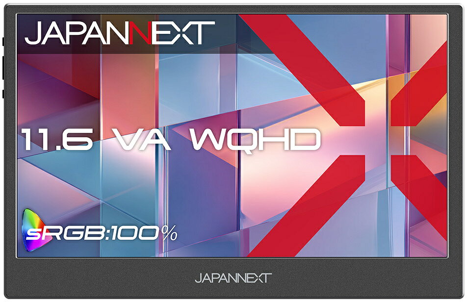 JAPANNEXT ジャパンネクスト WQHD対応 11.6型液晶ディスプレイ/miniHDMI×1、USB-C×2/ブラック/スピーカー/2年保証 JN-MD-V116Q