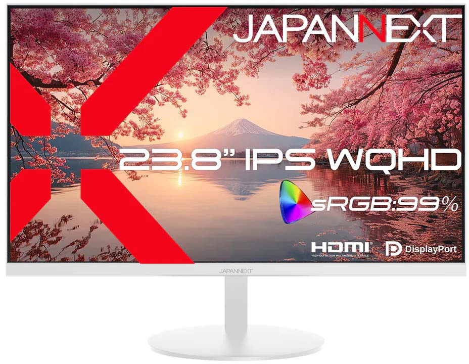JAPANNEXT ジャパンネクスト WQHD対応 23.8型液晶ディスプレイ/HDMI×1、DP×1/ホワイト/スピーカー有/2年保証 JN-IPS238Q-W